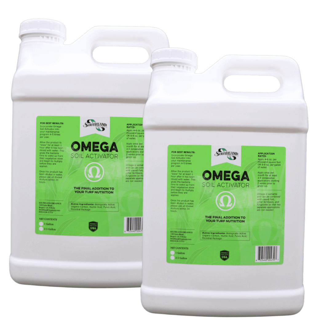 Omega Soil Activator for Lawns supports a balanced soil food web.